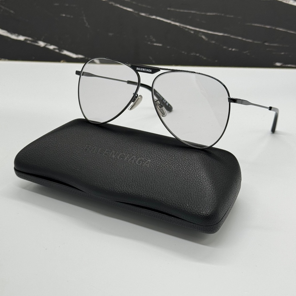 NEW BB0244S 004 BALENCIAGA GREY METAL AVIATOR UNISEX BALENCIAGA SUNGLASSES